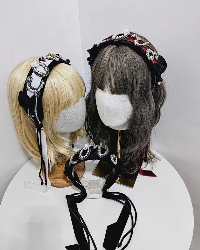 Wholesale Hair Art Pearl Fringe Wide Brim Headband